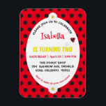 Imán Cute Polka dot Ladybug Daisy Kids Birthday Partry<br><div class="desc">Cute Polka dot Ladybug Daisy Flor Floral Niños  Fiesta de cumpleaños Personalizar nombre</div>