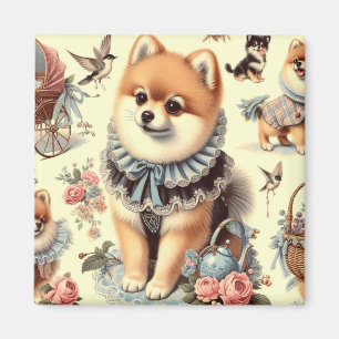 Imán Cute Pomeranian Painting