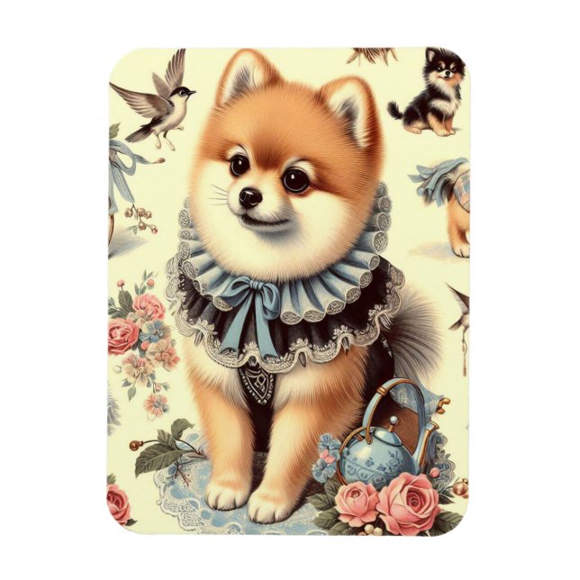 Imán Cute Pomeranian Painting (Vertical)
