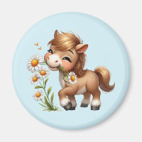 Cute Pony Eating Daisies