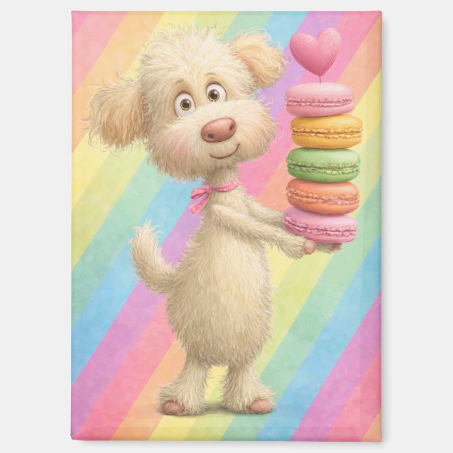 Imán Cute Poodle Macaron Magnet – Rainbow Pastel Dog  (Anverso)