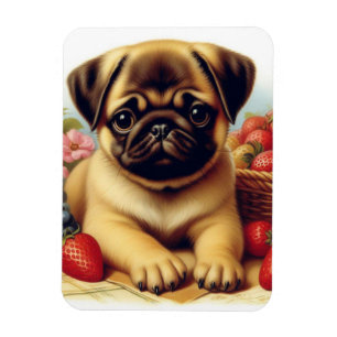 Imán Cute Pug Pintura de época