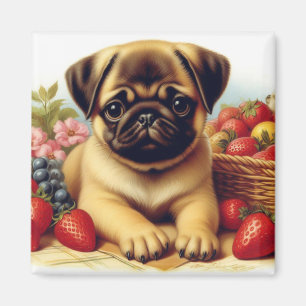 Imán Cute Pug Pintura de época