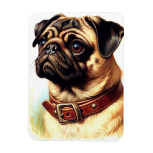 Imán Cute Pug Retro Pintura