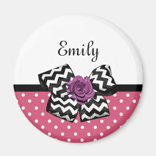 Imán Cute puntos rosas puras Rosa chevron doblado y nom