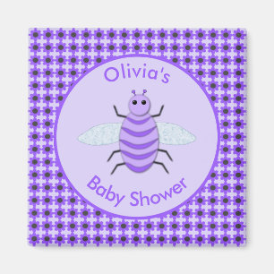 Imán Cute Purple Baby Bee Sexo Neutral Baby Shower