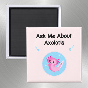 Imán Cute Purple Pregúntame sobre Axolotls Salamander