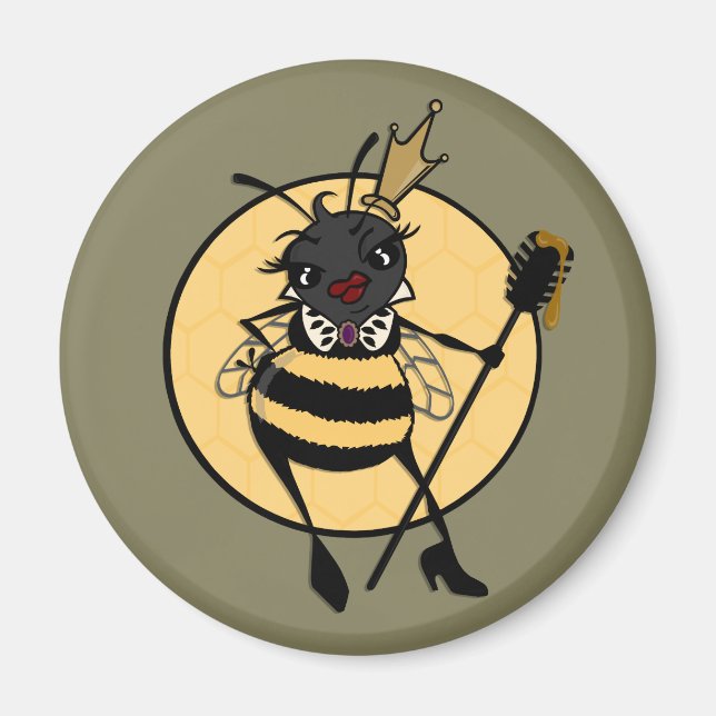 IMÁN CUTE QUEEN BEE ROUND MAGNET (Frente)