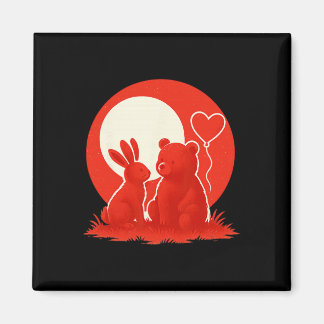 Imán Cute Rabbit Bear Couple Valentine's Day Lovers 