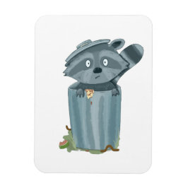 Imán "Cute Raccoon and Garbage - Playful Animal Art Pri