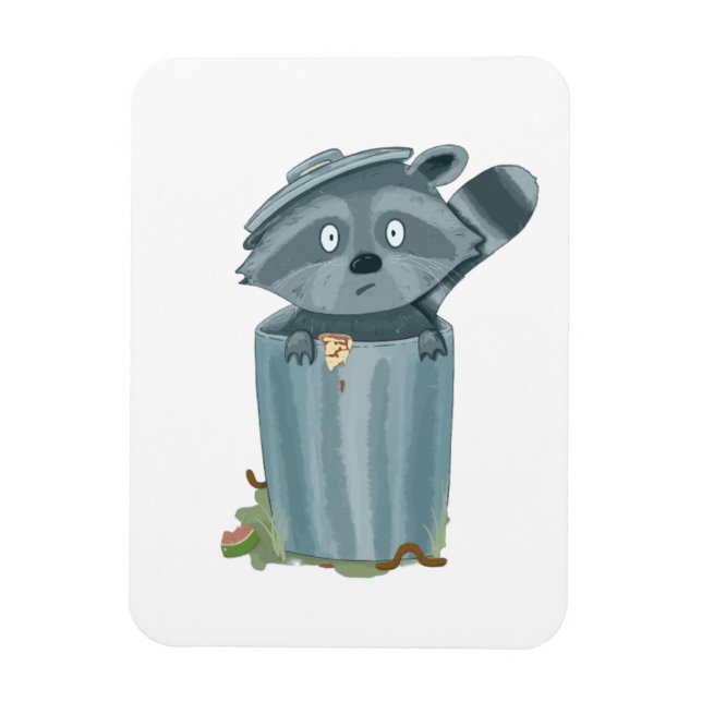 Imán "Cute Raccoon and Garbage - Playful Animal Art Pri (Vertical)