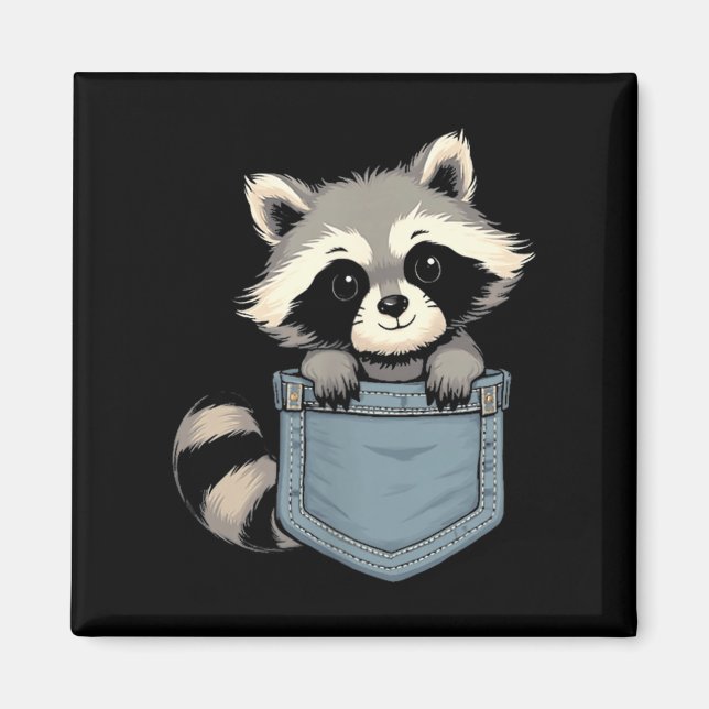 Imán Cute Raccoon Cket Funny For Mens Womens Kids Racco (Frente)