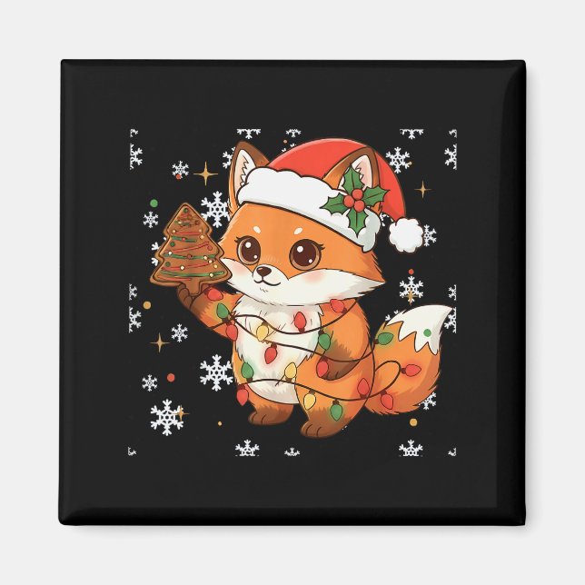 Imán Cute Racoon Lights Tree Cake Funny Xmas Merry Chri (Frente)