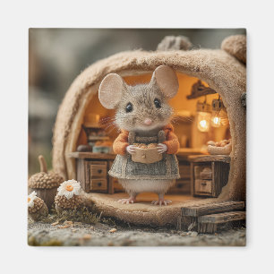 Imán Cute Ratón Pequeño en Acorn Casa Acogedora