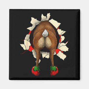 Imán Cute Reindeer Butt Breakthrough Navidad 
