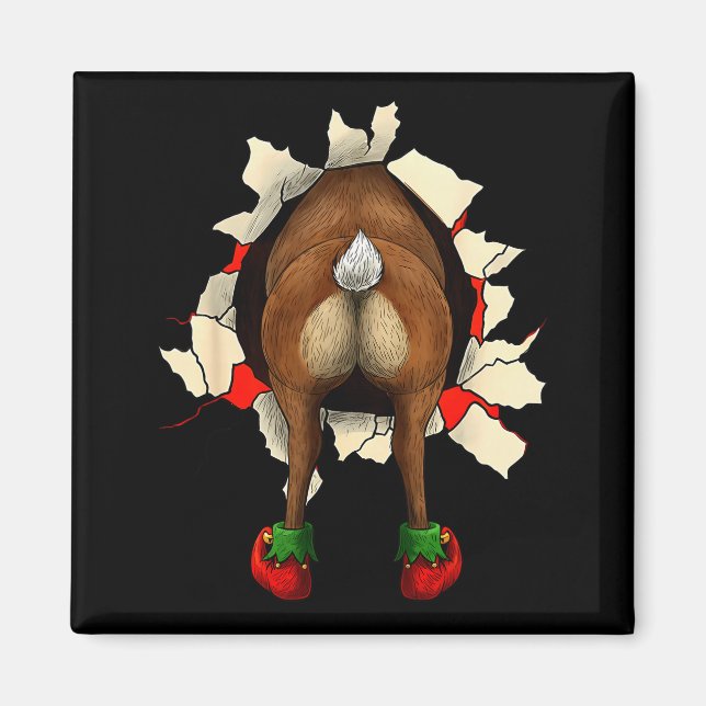 Imán Cute Reindeer Butt Breakthrough Navidad  (Frente)