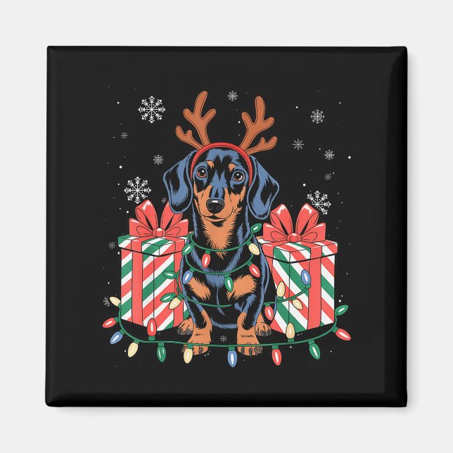 Imán Cute Reindeer Dachshund Christmas For Women Men Do (Frente)