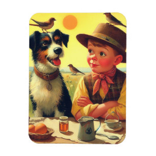Imán Cute retro perro y pintura infantil