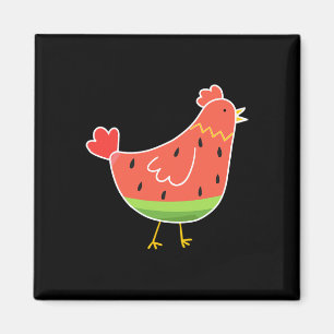 Imán Cute Sandía Imprimir Amante Pollo Granjero Verano 