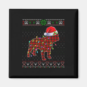 Imán Cute Santa Rojo Cuadros Bulldog Francés Luz Feo Na