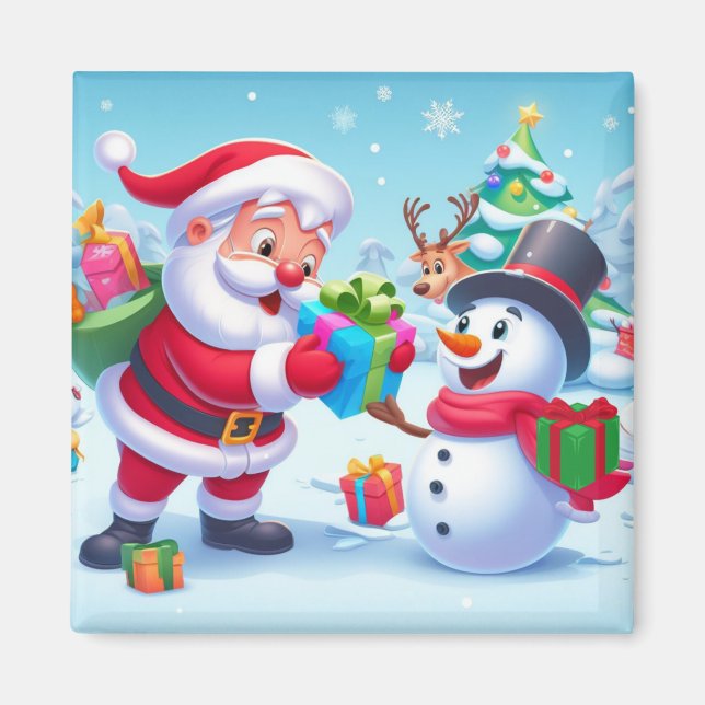 Imán Cute Santa y Snowman (Frente)