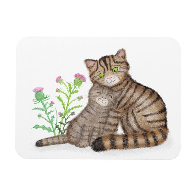 Imán Cute Scottish Wildcat and kitten magnet (Horizontal)