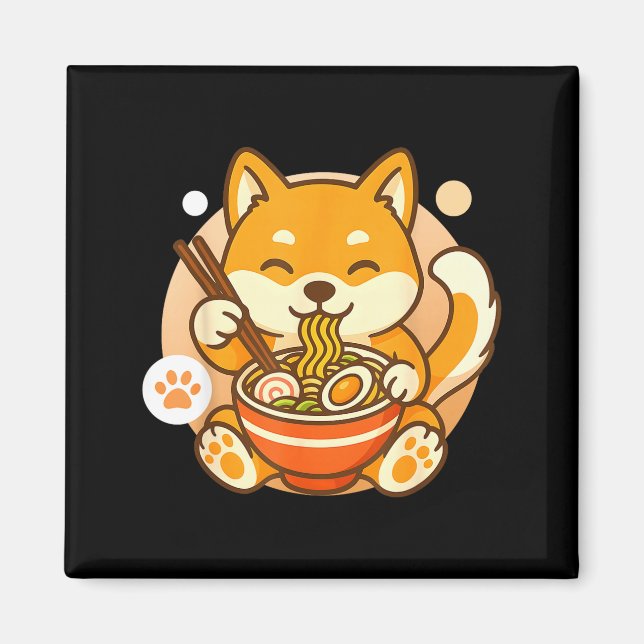 Imán Cute Shiba Inu Dog Ramen Noodles Bowl Anime Kawaii (Frente)