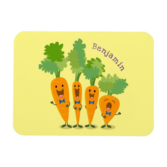 Imán Cute singing carrot quartet cartoon illustration (Horizontal)