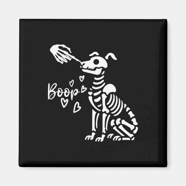 Imán Cute Skeleton Hand Boop Dog Funny Halloween (Frente)
