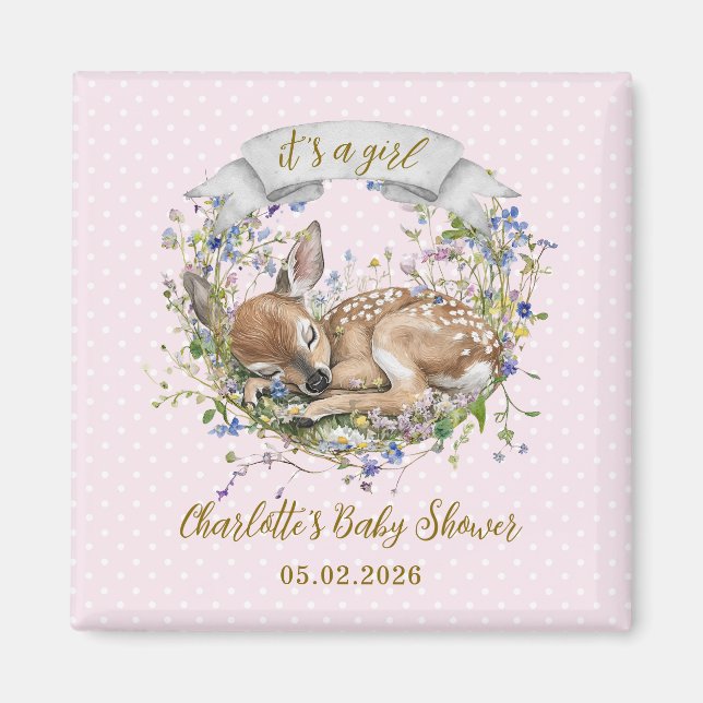 Imán Cute Sleeping Doe Baby Shower (Frente)