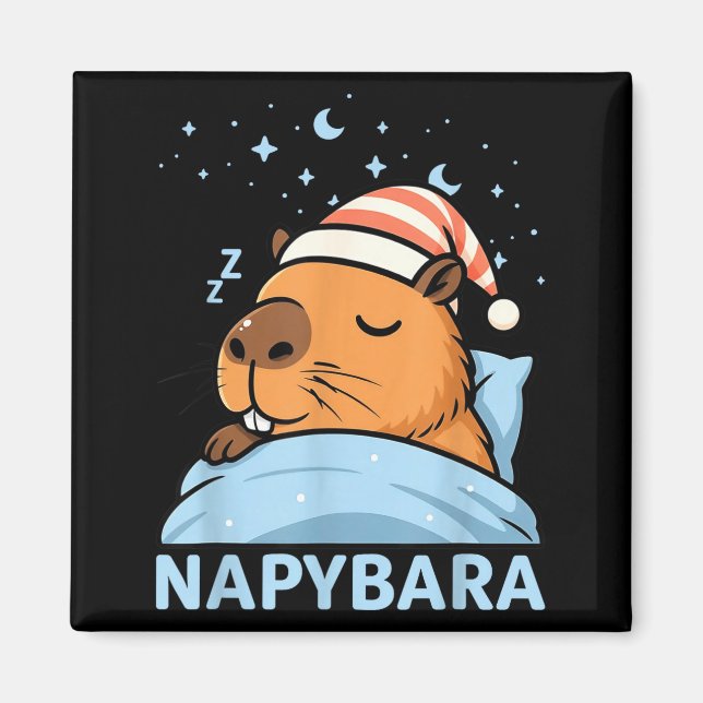 Imán Cute Sleepy Capybara Funny Napybara Pajamas  (Frente)