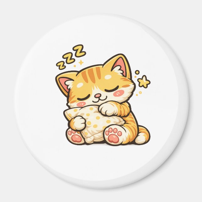 Imán Cute Sleepy Cat Pillow (Frente)