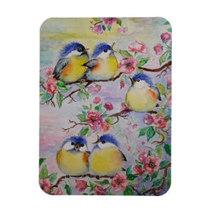 Imán Cute Sparrows Magnet - Primavera - Pintura