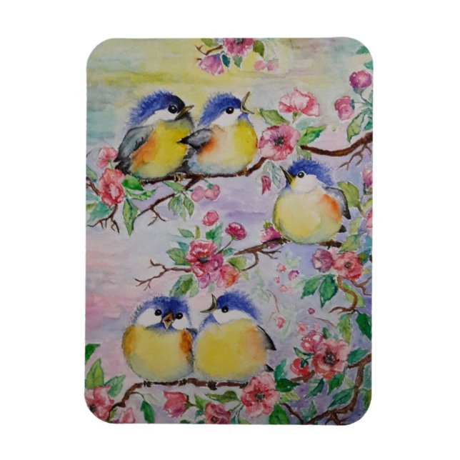 Imán Cute Sparrows Magnet - Primavera - Pintura (Vertical)
