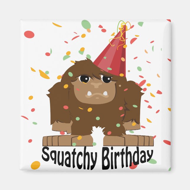 Imán Cute Squatchy Birthday Bigfoot (Frente)