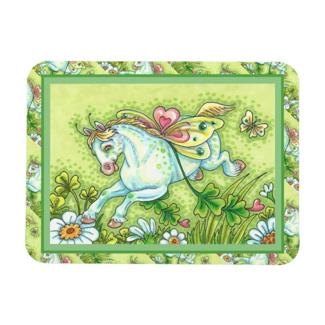 IMÁN CUTE ST. PATRICK'S DAY FLYING IRISH PONY, FAIRY (Horizontal)