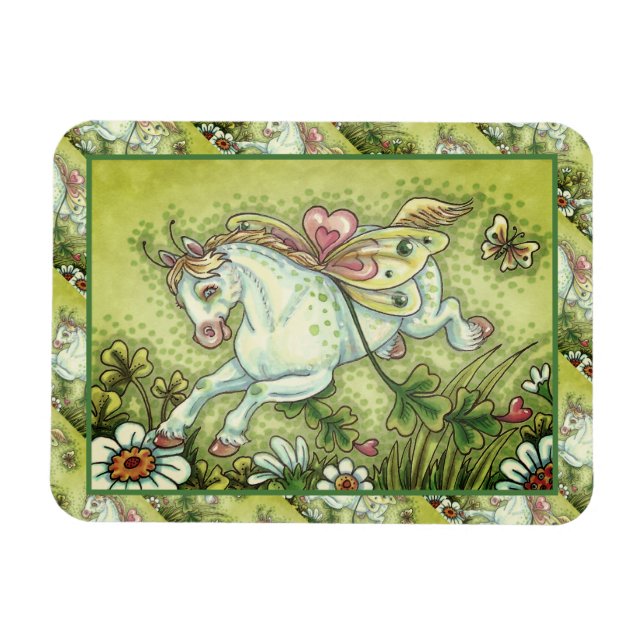 IMÁN CUTE ST. PATRICK'S DAY FLYING IRISH PONY, FAIRY (Horizontal)