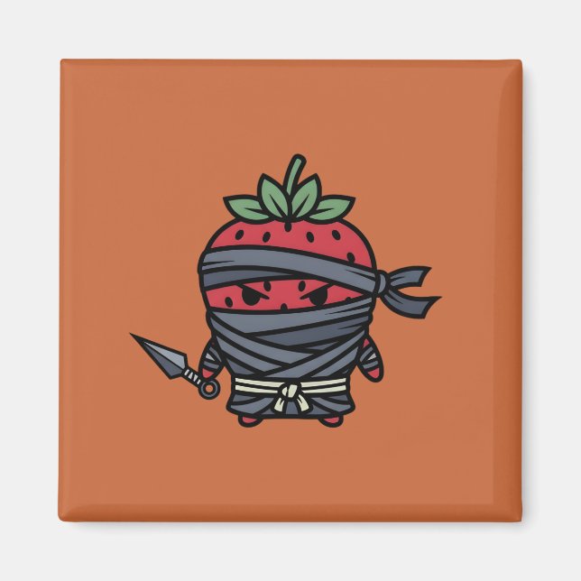 Imán Cute Strawberry Ninja Assassin Japanese Pop Art (Frente)