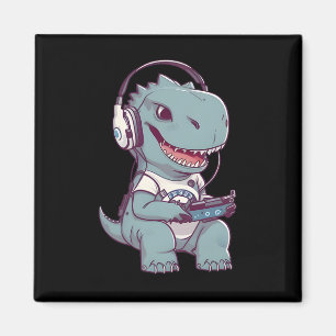 Imán Cute T. Rex-dinosaur Jugando Videojuegos Gam
