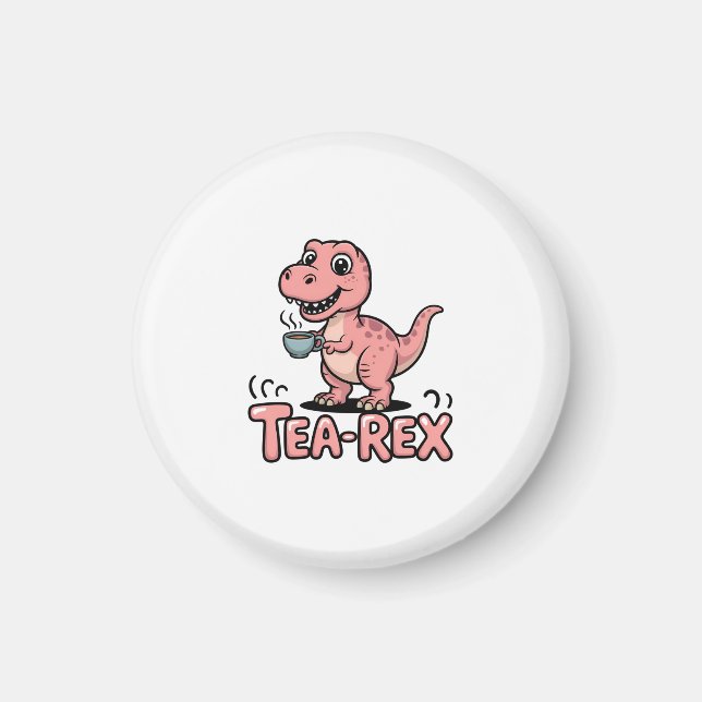 Imán Cute Tea-Rex Dinosaurio Rosa – ¡Sorber Sucede! (Frente)