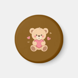 Imán Cute Teddy Bear Holding Heart – Valentine Love Ill