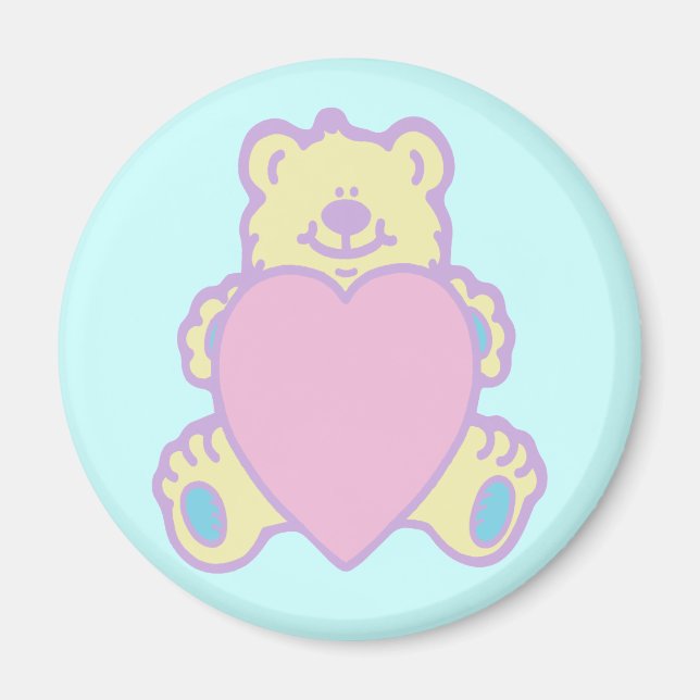 Imán Cute Teddy Bear Love Heart (Frente)