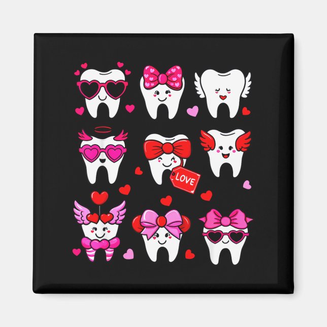 Imán Cute Teeth Love Valentine's Day Dental  (Frente)