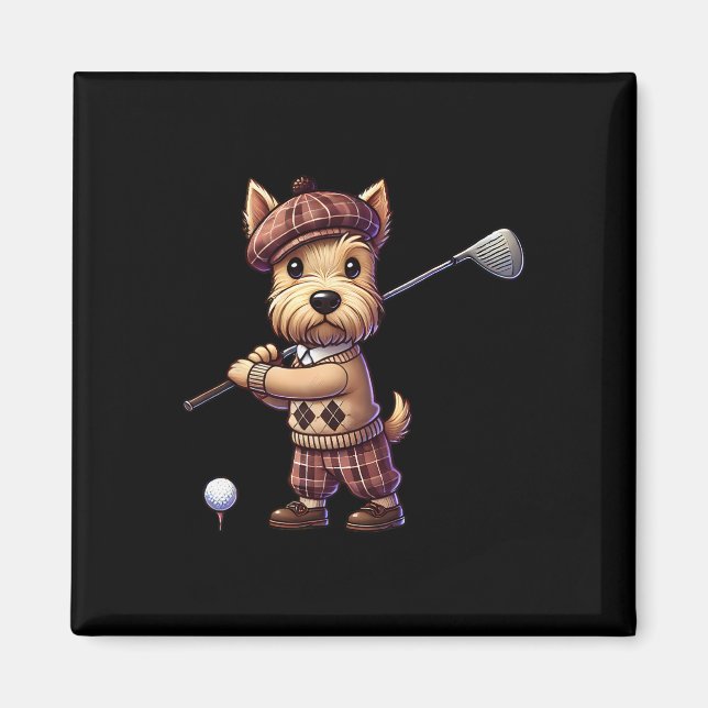 Imán Cute Terrier Escocés Jugando Golf Golfista Jugando (Frente)