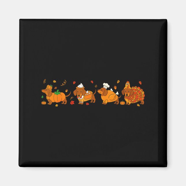 Imán Cute Thanksgiving Dachshund Dogs Fall Gobble Prepp (Frente)
