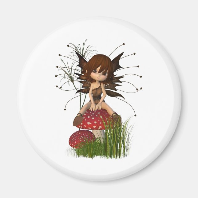 Imán Cute Toon Otoño Hada y Toadstool (Frente)
