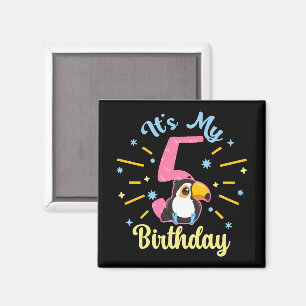 Imán Cute Toucan 5 cumpleaños Chica de 5 años