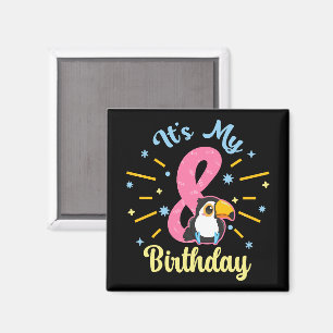 Imán Cute Toucan 8 cumpleaños Chica de 8 años