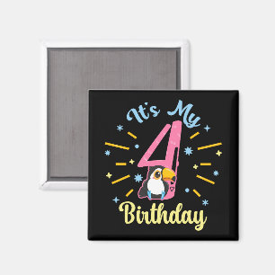 Imán Cute Toucan cuarto cumpleaños Chica de nacimientos