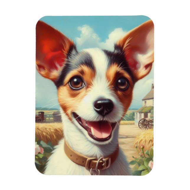 Imán Cute Toy Fox Terrier Pintura (Vertical)